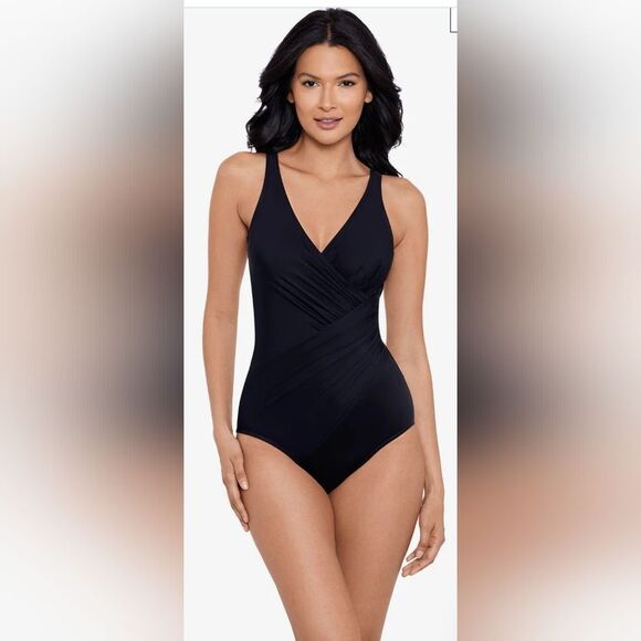 Miraclesuit Oceanus One Piece Swimsuit NWOT Size 10 Black - Picture 1 of 5
